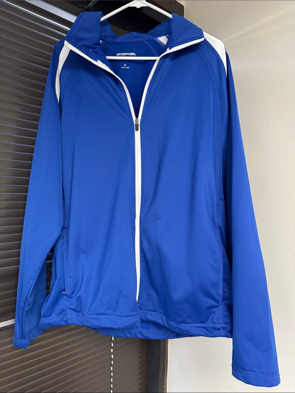 Sport-Tek Blue Full-Zip Track Jacket with White Accents